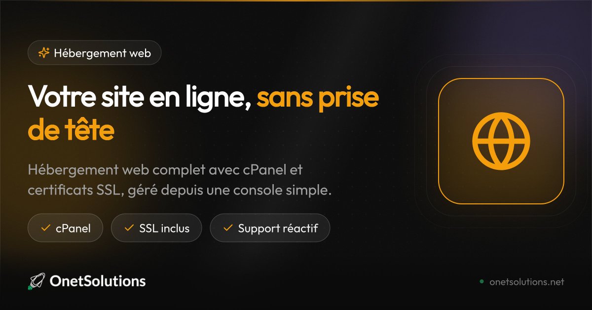 OnetSolutions's tweet photo. 🌍 Mettez votre site en ligne AUJOURD'HUI !
cPanel, SSL inclus, support réactif : vous créez le contenu, on s'occupe du reste. 🤝

👉 https://t.co/HwdrmSYimw https://t.co/tq2M38QePr