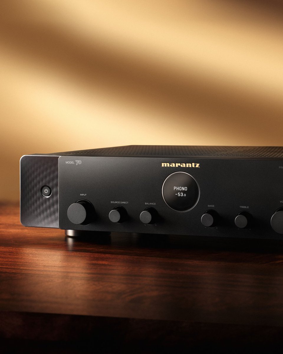 MarantzOfficial's tweet photo. Introducing MODEL 70. Featuring an MM phono stage, HDMI ARC, aptX Bluetooth and a high-quality DAC all tuned by the Marantz Sound Masters for the warmth and musicality we’ve spent 70 years perfecting. #Marantz #Model70 https://t.co/IbgmUDWTVl