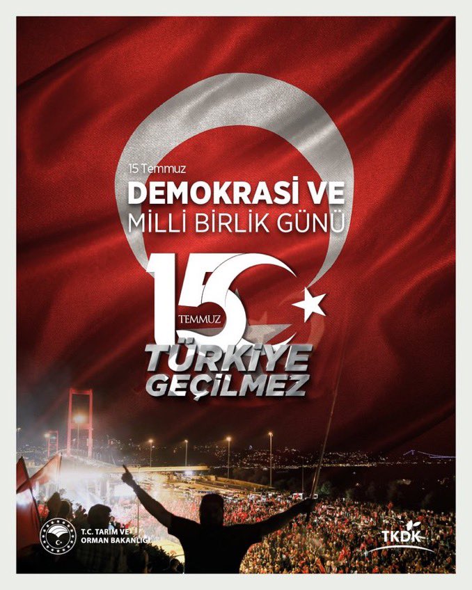 tkdkizmir's tweet photo. 15 Temmuz Demokrasi ve Millî Birlik Günü vesilesiyle; vatan uğruna canlarını feda eden aziz şehitlerimizi saygı ve rahmetle anıyor, kahraman gazilerimize şükranlarımızı sunuyoruz.🇹🇷 https://t.co/1OOxuZV66c