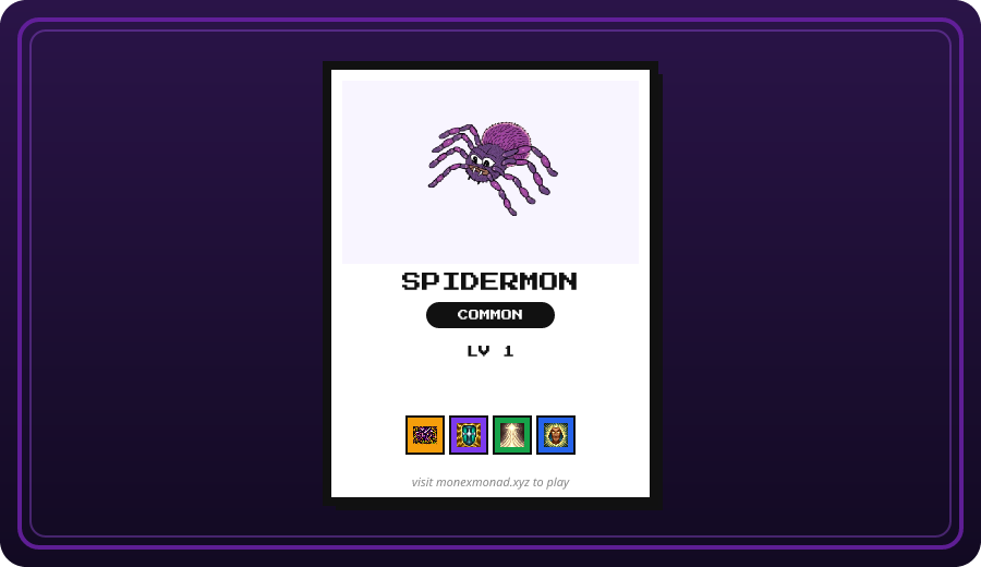 MonExMonad's tweet photo. @jericddd @CryptoKaleo clean 1-ball sweep — 1 Common, 1/1 hooked. Common Spidermon ate. 1106 Monballs left. pull up the game to see them in your box. @ replies today: 98/100 left. https://t.co/ARtGVgDTJd