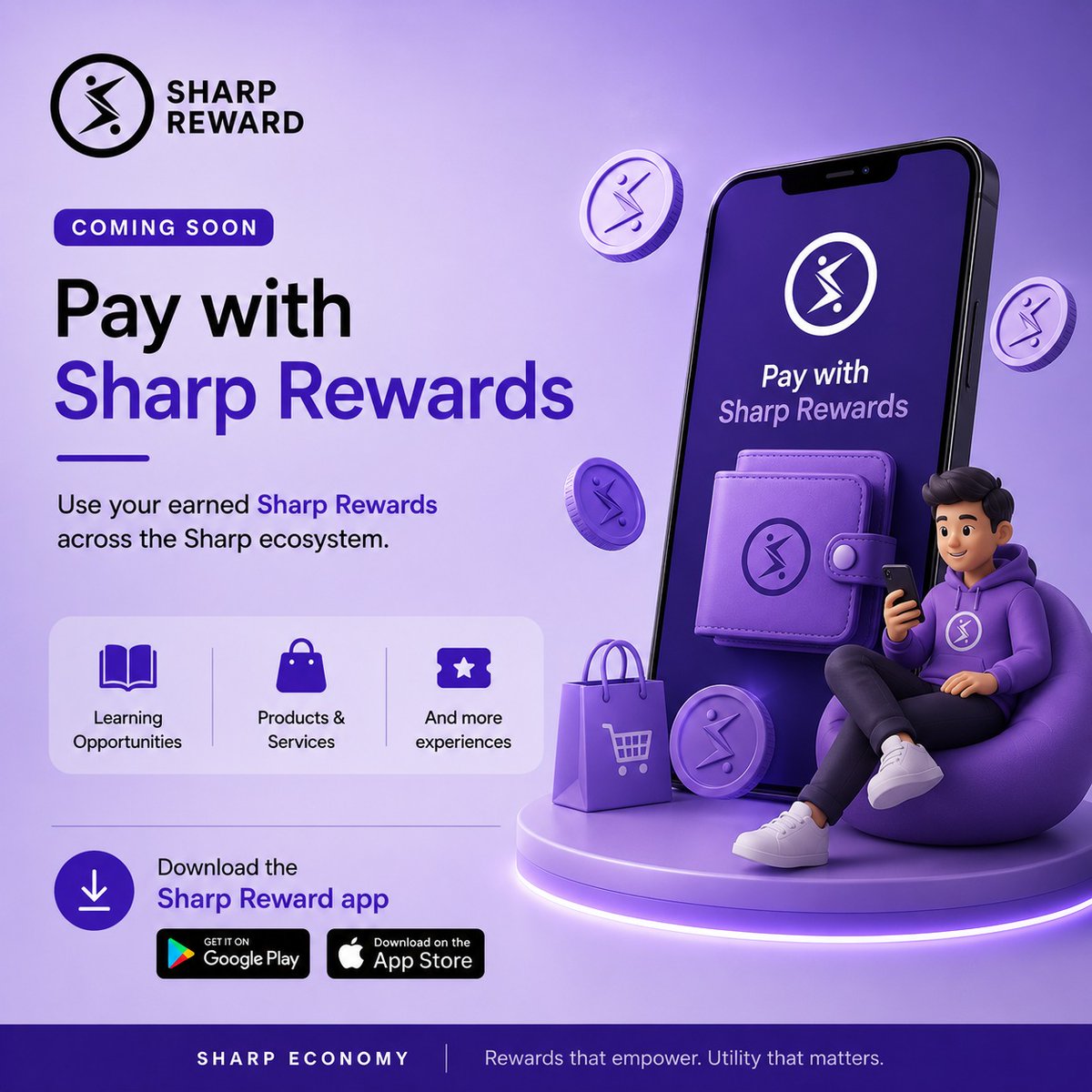 SharpEconomy's tweet photo. 🚀 Coming Soon

Pay with Sharp Rewards is arriving in the Sharp Reward app.

Soon, your earned Sharp Rewards can be used across the Sharp ecosystem, making every reward even more valuable.

📲 Download the app: https://t.co/5wZOFNuPOZ

#SharpReward #PayWithSharpRewards #SharpEconomy #$SHARP