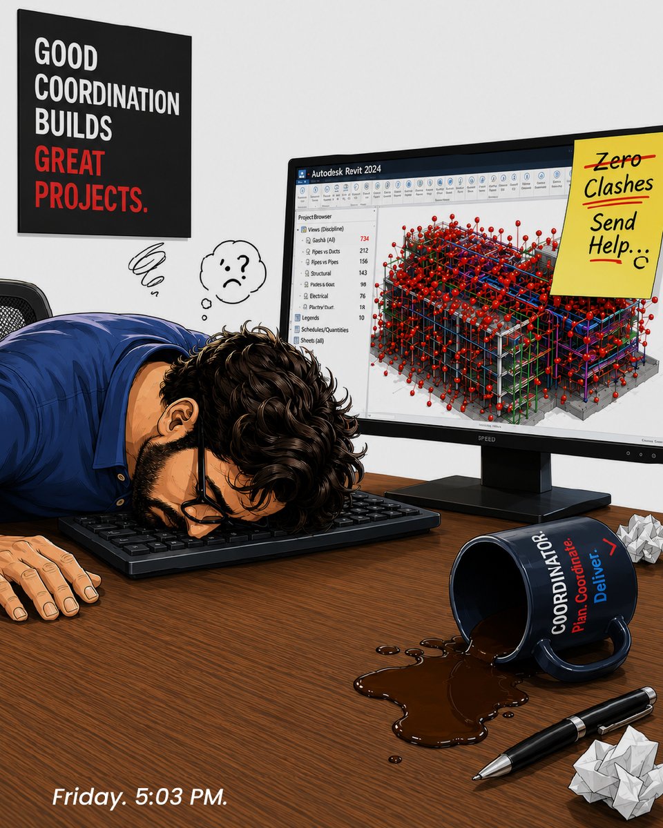 Srinsoftengg's tweet photo. Every MEP coordinator knows this...

"Just one minor change."

After sign-off, it's another clash run, revised drawings, RFIs, and extra coordination.

🔗 https://t.co/modMTNBfYb

#MEPBIM #BIM #AEC https://t.co/35PCbShhn8