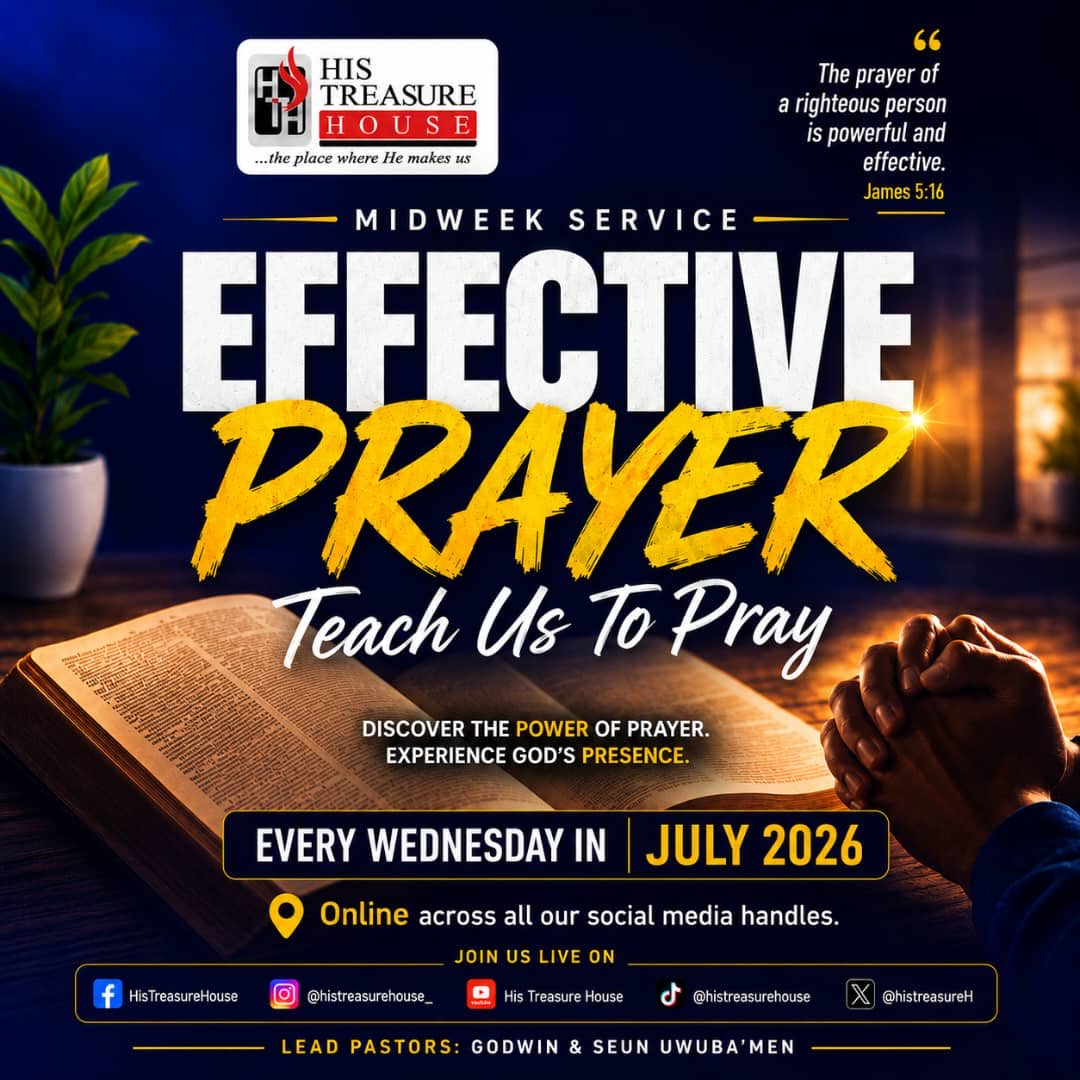 HTHAbuja's tweet photo. Prayer is one of the keys to success in life as a believer. It’s not an activity, it’s a lifestyle

Join us tonight for our bible study session 

Theme: Effective Prayer; Teach Us To Pray
📆 Wed, July 15
📍 Live on 

Facebook &amp; YouTube 
⏰ 6PM (WAT)

We hope to see you in church! https://t.co/XU56hRnnJr