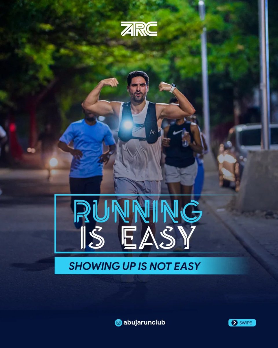 abujarunclub's tweet photo. Running get you moving. Showing up changes you.
Choose to Show up.
Show up and join us every Tuesday and Saturdays
#StayBouncy #WeRunTogether #ARCERS
#run #runner #Strava #abujarunclub #runcommunity #wednesday #WCW #AbujaXcommunity
#AbujaTwitterCommunity #worldcup https://t.co/5nQYzSdAPh