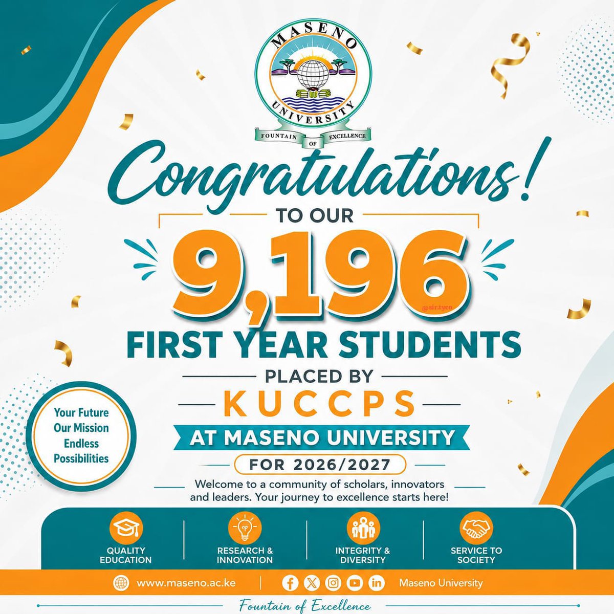 esamu_maseno's tweet photo. Congratulations to all freshmen joining Maseno uni! π
Welcome to a new chapter filled with learning, growth, friendships, and endless opportunities. We can't wait to have you as part of the ESAMU family.
Karibu Nyumbani! π
#KaribuMaseno #MasenoUniversity #ESAMU #Freshers2026 https://t.co/4GTSEVAAT2