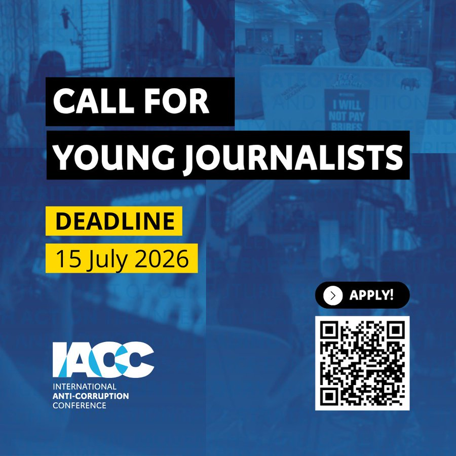 gijnAfrica's tweet photo. 🚨 @anticorruption invites young journalists passionate about fighting corruption to apply for a chance to attend the International Anti-Corruption Conference (@IACCseries) in the Dominican Republic from Dec. 1-4, 2026.

Apply by close of today, July 15. https://t.co/f82wcDO0yK https://t.co/t5XlCtifCG