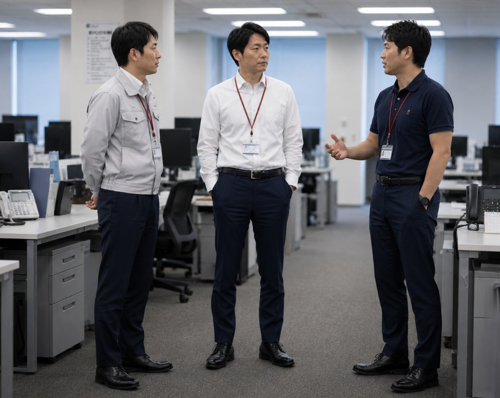toyotamura_'s tweet photo. トヨタ系の夏服。夏でも基本は襟付きシャツ。

「オフィスカジュアルです」

と言われても、この格好はまず見ません。

そしてシャツをズボンに入れるのが当たり前。

事務系でもポロシャツはあっても、Tシャツ1枚はほぼ見かけません。

「きちんと感」を求めるのが、いかにもトヨタ系らしい文化。 https://t.co/NShRzr8ZgJ