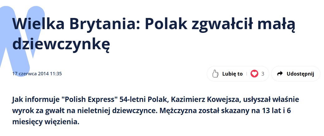 Tabasq1's tweet photo. @fajnalowiec_45 @KrzysiekWSK Nie uważasz że poniższa sprawa powinna być powodem do usprawiedliwiania wszelkich gwałtów na Polkach ze strony Brytyjczyków z ostatnich 10 lat? A może wszystkie przestępstwa seksualne w UK powinniśmy z góry przypisywać Polakom? https://t.co/EAQDox8VjV