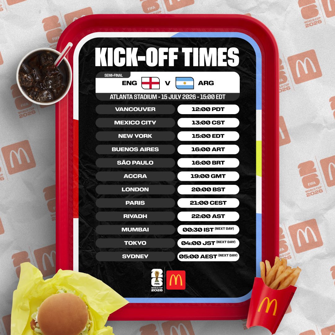 FIFAWorldCup's tweet photo. Who will face Spain in the final?
#FIFAWorldCup #KickOffTimes @McDonalds https://t.co/igvrgF5P1s