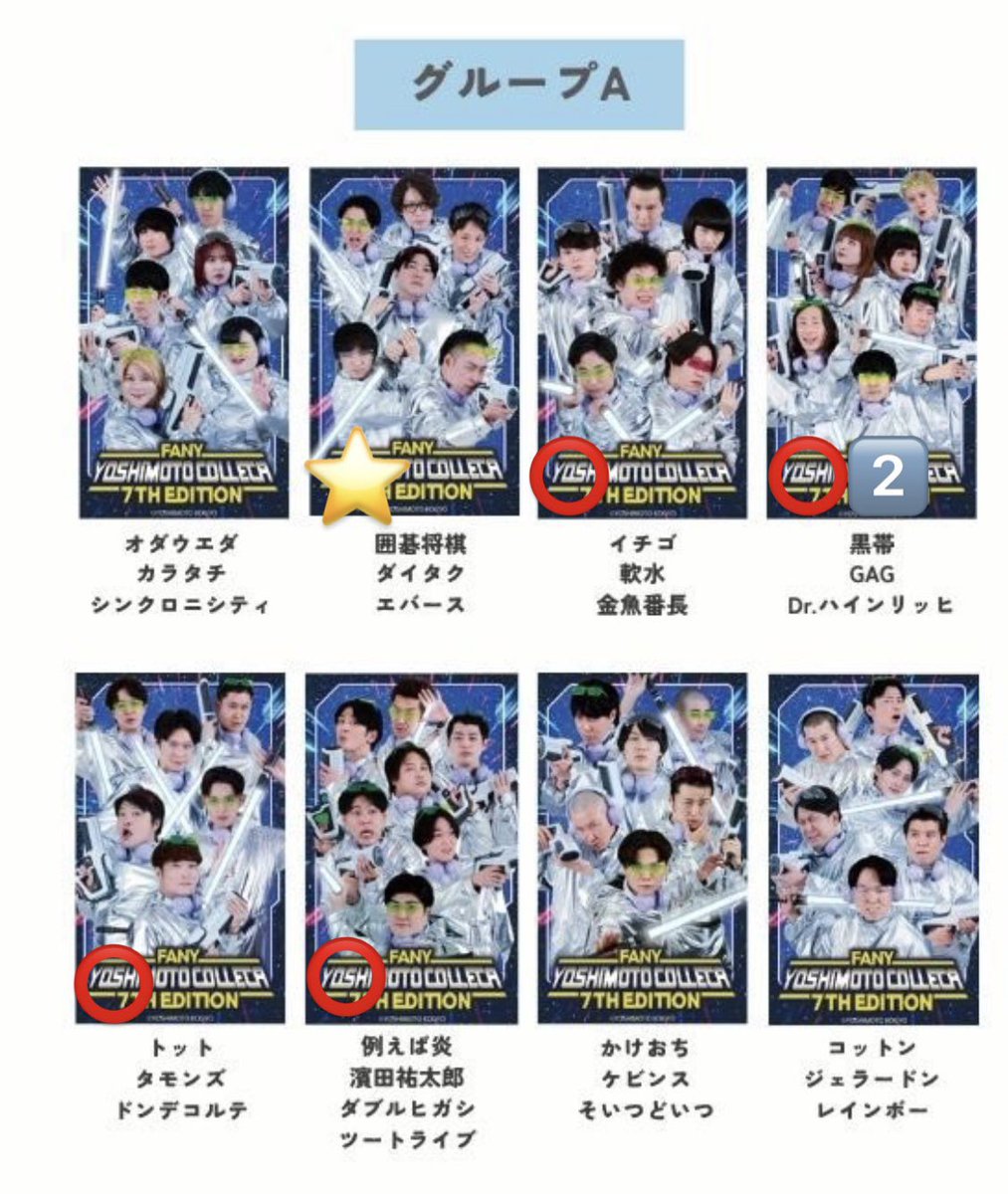 gn8_tn's tweet photo. よしもとコレカ サイバー戦士ステッカー グループA 交換

譲 ⭕️(イチゴ軟水金魚番長 黒帯GAGDr.ハインリッヒ トットタモンズドンデコルテ 例えば炎濱田祐太郎ダブルヒガシツートライブ)

求 ⭐️(囲碁将棋 ダイタク エバース）

郵送交換、幕張手渡し

お心当たりある方はリプお願いします🙇🏻‍♂️ https://t.co/x671FXXW73