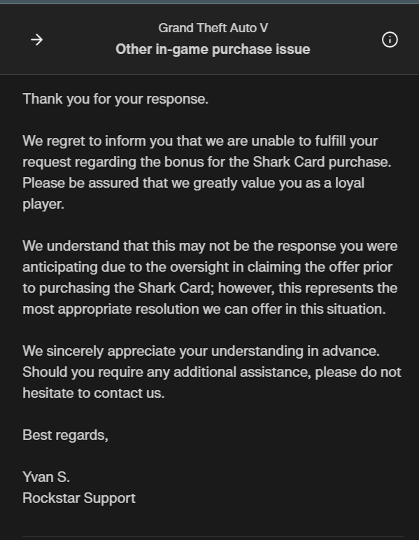 BuiltByFearless's tweet photo. @RockstarGames @RockstarSupport Honestly, you can go fuck yourself. Maybe invest in some good customer service for once. https://t.co/m3VmU7wzXz