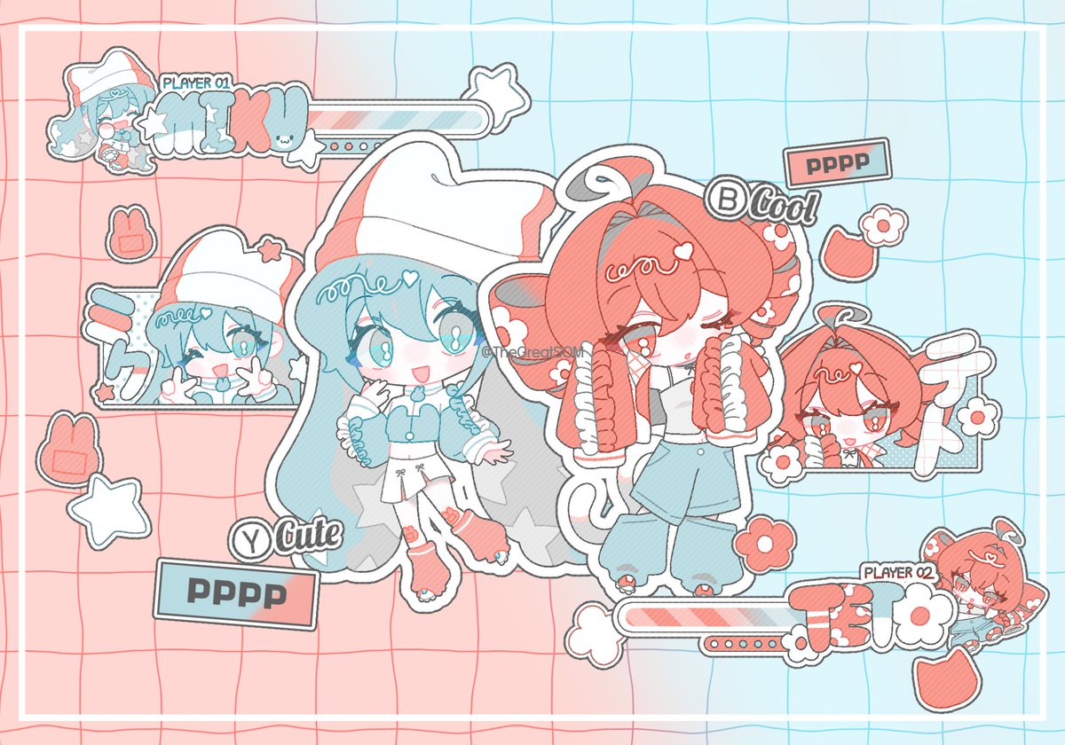 TheGreatSOM's tweet photo. 💙🧡💙🧡 
#初音ミク #重音テト 
#PPPP https://t.co/GDg1H2eSPb