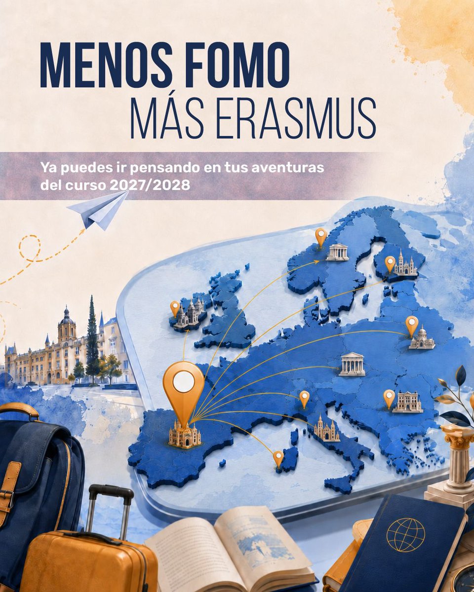 FyL_UVa's tweet photo. 🌍 Menos FOMO, más Erasmus.

Ya puedes consultar los destinos disponibles para preparar tu Erasmus del curso 2027/2028. Nuevas ciudades, otros idiomas y muchas historias por vivir. ✈️🧳

🔗 https://t.co/d9RVQOw9D6 https://t.co/Pct4dnr2GU