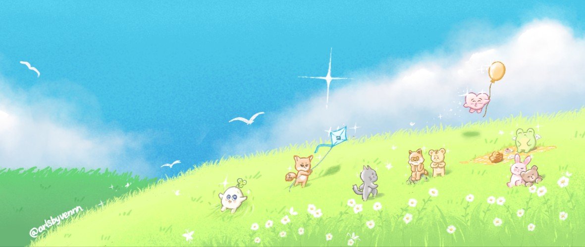 artsbyvennn's tweet photo. Yooo, I'm finally done. 9/9!
🦊🥔🩷🐸🐈🦝🐯🐰🐻 

Planning to printthis as hand banner so I can give some during the con 🤔

#AHOF #아홉 #Fanart https://t.co/5cUzQ7xseJ