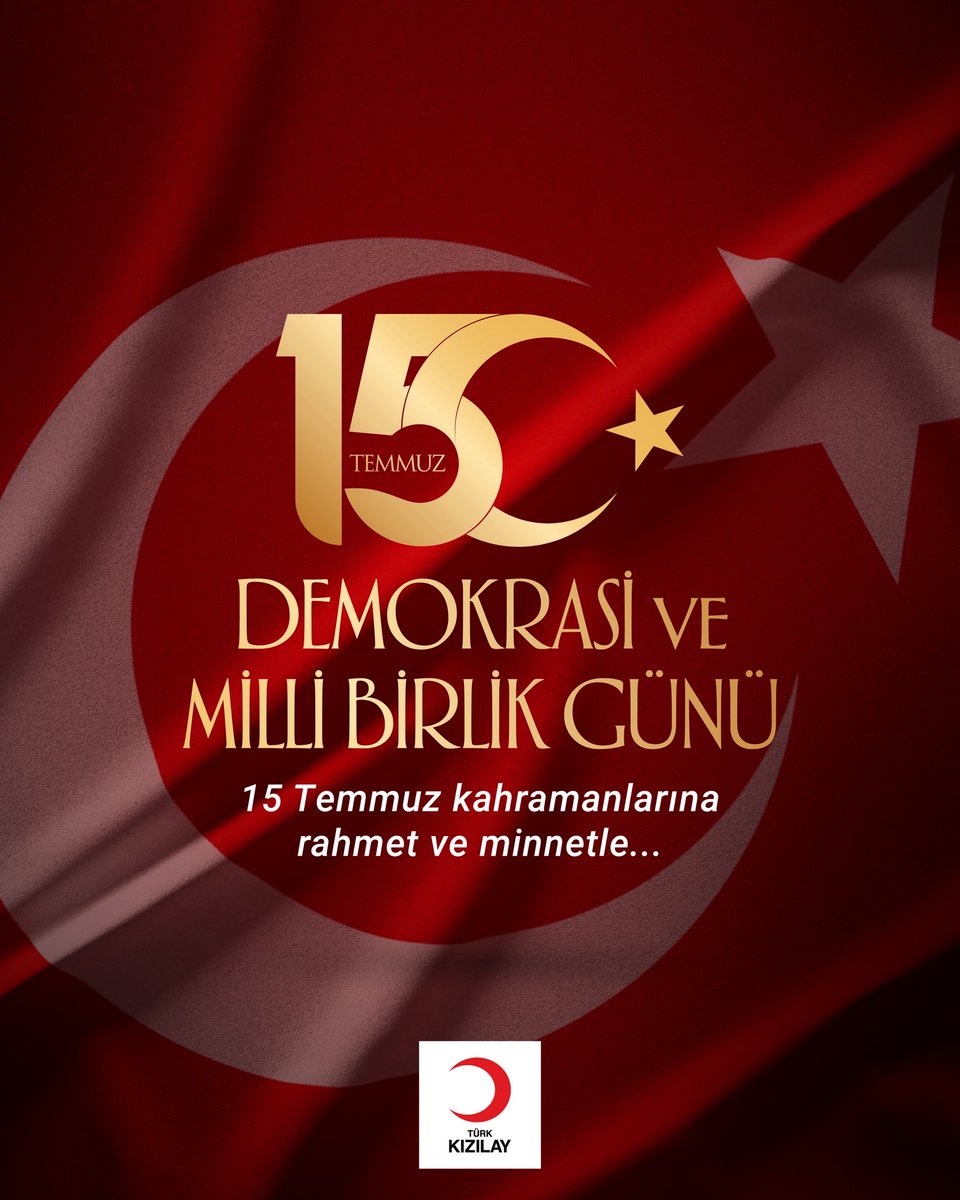 FatmaMericYlmaz's tweet photo. Milletimizin iradesine, demokrasimize ve geleceğimize kasteden 15 Temmuz hain darbe girişiminin üzerinden 10 yıl geçti. 🇹🇷

O gece; cesaretin korkuyu, birlik ve beraberliğin ihaneti nasıl yendiğine hep birlikte şahit olduk. Aynı bayrağın gölgesinde, aynı vatan sevgisiyle omuz omuza durduk.

Bizler de Türk Kızılay olarak, o gece olduğu gibi bugün de milletimizin yanında olmayı en büyük sorumluluğumuz biliyoruz. Çünkü biliyoruz ki bu toprakları güçlü kılan; birbirimize duyduğumuz güven, dayanışma ruhumuz ve iyiliği büyüten gönüllerimizdir.

15 Temmuz şehitlerimizi rahmet ve minnetle anıyor, gazilerimize şükranlarımızı sunuyoruz. #ZaferBizim