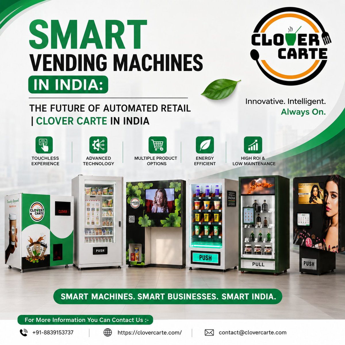 clovercarte's tweet photo. Smart Vending Machines in India: The Future of Automated Retail | Clover Carte in India

👉 For read more Visit:- https://t.co/OHqbbf9Bi3

#SmartVendingMachines #AutomatedRetail #VendingMachine #CloverCarte #SmartTechnology #SelfService #CoffeeVendingMachine #DigitalRetail https://t.co/hKHi0TKDx4