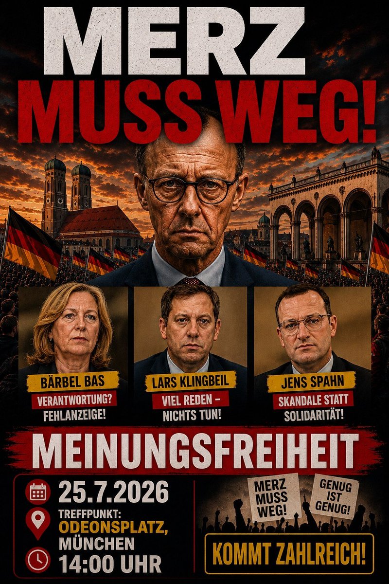 Technik_fuchs's tweet photo. Du hast die Schnauze voll? Dann komm zur Demo! München 

#BerlinerCDU #momson #WM2026 https://t.co/1sUph5uBMV