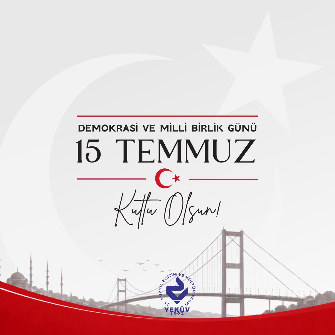 Yekuv's tweet photo. 15 Temmuz Demokrasi ve Millî Birlik Günü’nde, milletimizin iradesini, birlik ve beraberlik ruhunu saygıyla anıyoruz. https://t.co/qP0zyi0RQN