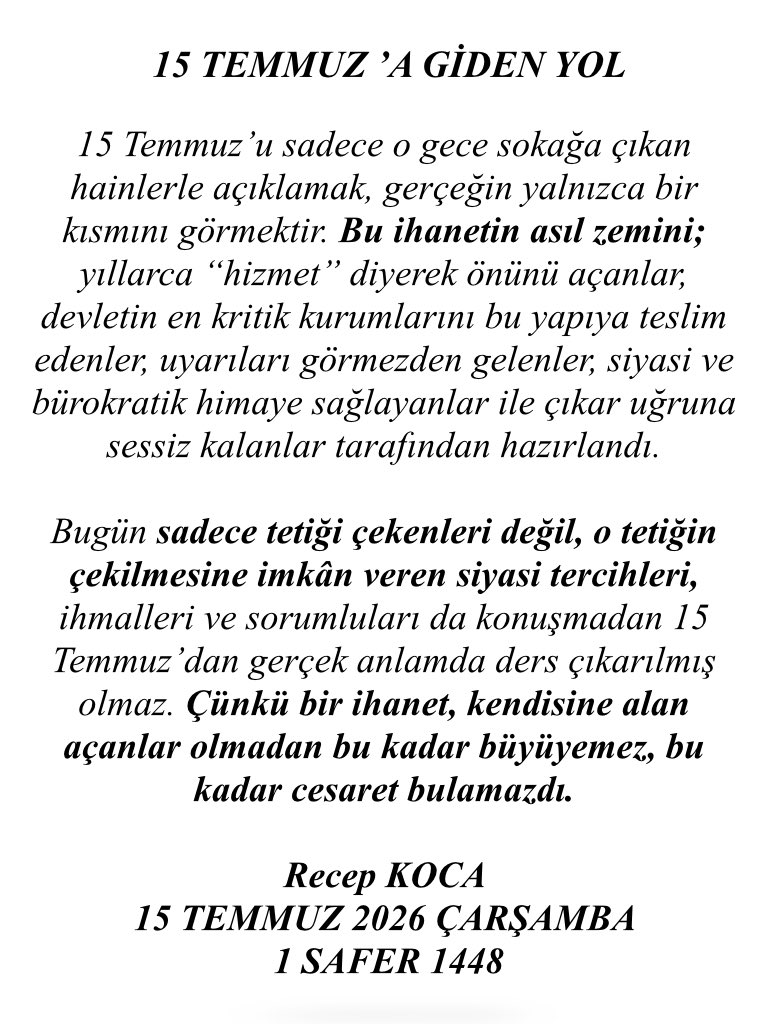 recebkoca's tweet photo. 15 Temmuz’a Giden Yol https://t.co/mMRAwC2MkY