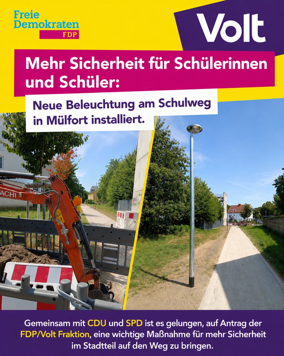 hhaupts's tweet photo. #FDP #Mönchengladbach. Mehr Sicherheit für Schülerinnen und Schüler: Neue Beleuchtung am Schulweg in Mülfort installiert https://t.co/FwMXRRpnQW https://t.co/WvWrLnCYSh