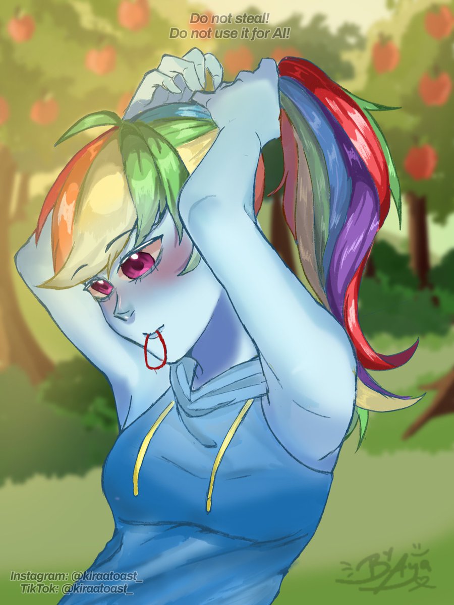 kiradoki1's tweet photo. Helping gf at sweet apple acres was the plan. Getting neck kissed wasn't. #appledash #mlpeg #mlpfim https://t.co/iwSJfQzG30