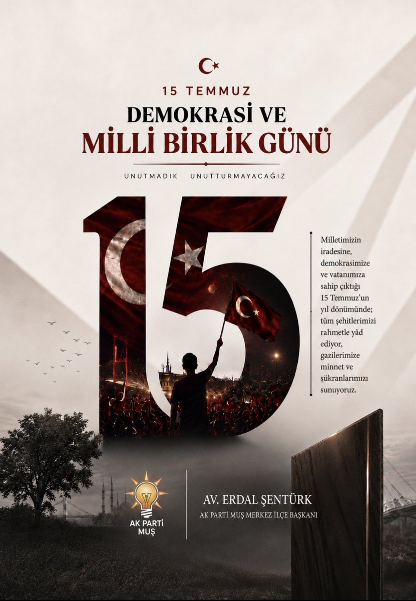 merkez_ilce49's tweet photo. 15 Temmuz Demokrasi ve Milli Birlik Günümüz kutlu olsun! 🇹🇷 

Vatan uğruna can veren tüm şehitlerimizi rahmetle, gazilerimizi minnetle anıyoruz. 🇹🇷

#15Temmuz
#15TemmuzDestanı https://t.co/jIfYp2ngi1