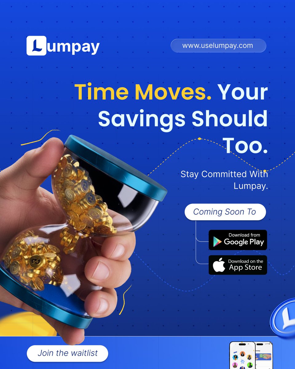 uselumpay's tweet photo. ⏳ Time moves. Your savings should too.

Save smarter with Lumpay—the future of digital Ajo &amp; Esusu.

Join the waitlist: https://t.co/2dEo6f8zsw

#Lumpay #Ajo #Esus https://t.co/NOM4hqMSxk