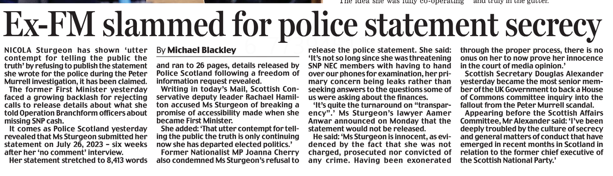 AgentP22's tweet photo. Nicola Sturgeon spent years preaching "transparency" while leading one of the most secretive governments Scotland has ever seen.

If she has nothing to hide, why doesn't she publish the police statement?