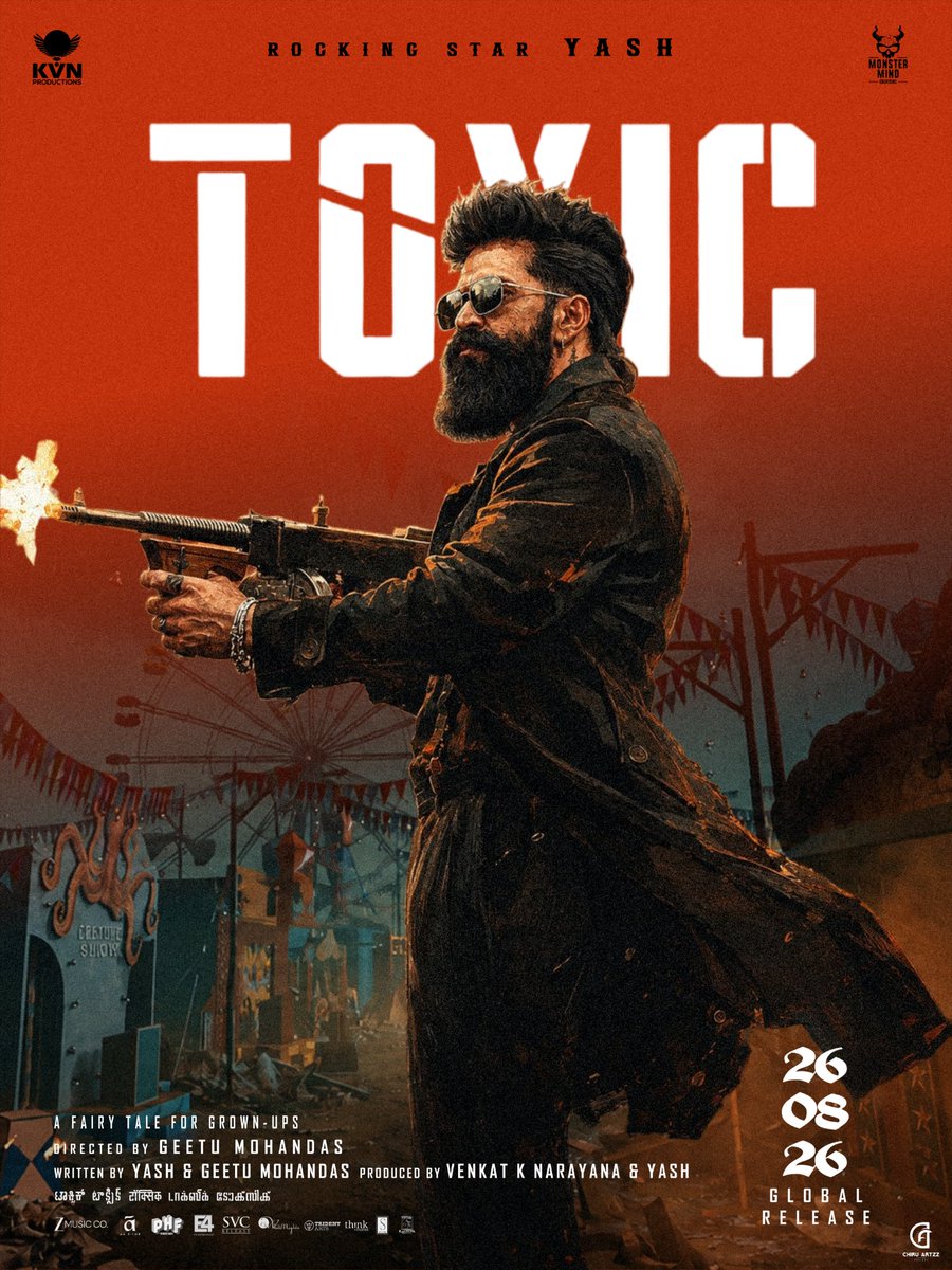 ChiruArtzz's tweet photo. One trigger. One warning.
The world won't be the same after TOXIC. 🔥📈

#Toxic In Cinemas Worldwide from 26-08-2026
#ToxicTheMovie
#ToxicOn26thAug
@TheNameIsYash
#Nayanthara @advani_kiara #TaraSutaria @humasqureshi @rukminitweets #GeetuMohandas @KVNProductions @Toxic_themovie https://t.co/cTGgZ9dOET