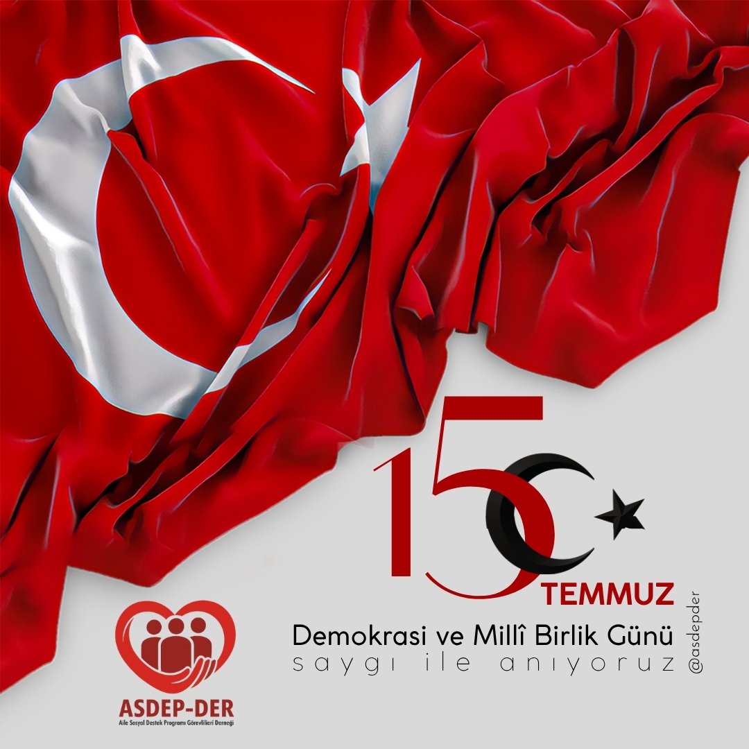 asdepder's tweet photo. 🇹🇷 15 Temmuz Demokrasi ve Millî Birlik Günü

15 Temmuz; milletimizin iradesine, demokrasisine ve devletimizin bekasına sahip çıktığı, birlik ve beraberlik ruhunun tüm dünyaya gösterildiği tarihi bir direnişin adıdır.

ASDEP-DER olarak; güçlü ailelerin, güçlü toplumun ve güçlü devletin birbirini tamamlayan unsurlar olduğuna inanıyoruz. Millî birlik ve beraberlik ruhunun, dayanışma kültürünün ve ortak değerlerimizin gelecek nesillere aktarılmasını sosyal hizmet anlayışımızın önemli bir parçası olarak görüyoruz.

Bu vesileyle, 15 Temmuz Demokrasi ve Millî Birlik Günü'nü anıyor; vatan uğruna canlarını feda eden aziz şehitlerimizi rahmet ve minnetle, kahraman gazilerimizi şükranla yâd ediyoruz.

Rabbim, milletimize bir daha böyle acılar yaşatmasın. Birliğimiz, beraberliğimiz ve devletimiz daim olsun.

#15TemmuzDestanı #15TemmuzDemokrasiVeMilliBirlikGünü #ZaferBizim