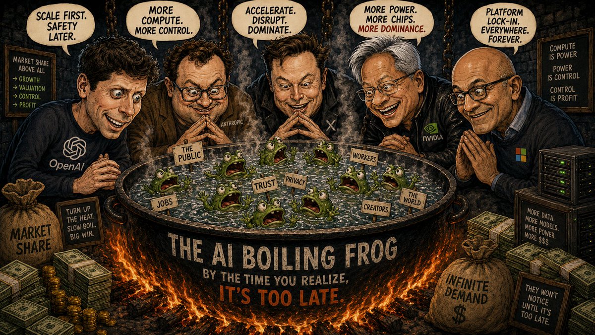 jacoalb's tweet photo. "How to boil a frog" - AI edition https://t.co/3rmkfNEOLM
