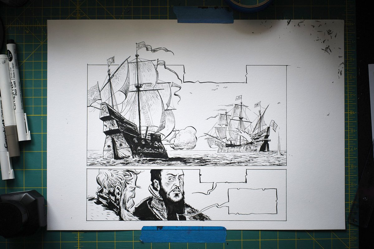 CzajkowskiART's tweet photo. Muszę przyznać, że bardzo lubię rysować okręty :) Poniższe kadry pochodzą z komiksu "Zygmunt III. Walka o Bałtyk". https://t.co/ZYlHd9i7em