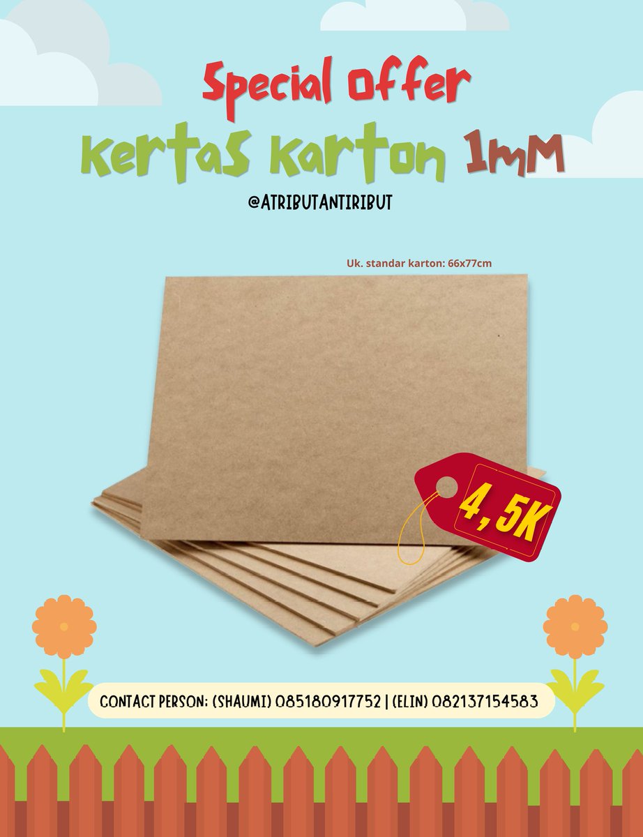 Atribut_Ribut's tweet photo. Haloo GAMADA!! 
Lagi cari karton 1 mm buat pionir fakultas? Tenang, kami ready! 😉

💰 Cuma Rp4.500/lembar

Stok terbatas dengan harga murah, buruan pesan sebelum kehabisan!!Karena berburu karton di saat deadline itu hobi yang sebaiknya tidak dipelihara. 😮‍💨

#Gamada #pionir2026 https://t.co/JiX87ZoTMe