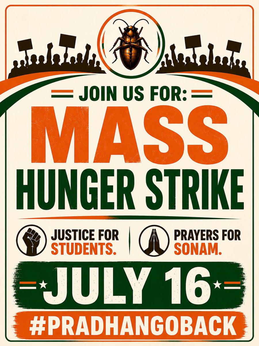 CJP_is_back's tweet photo. BIG UPDATE

Tomorrow, July 16th, join us for 1-day mass hunger strike in solidarity with Sonam Wangchuk and the students of this country.