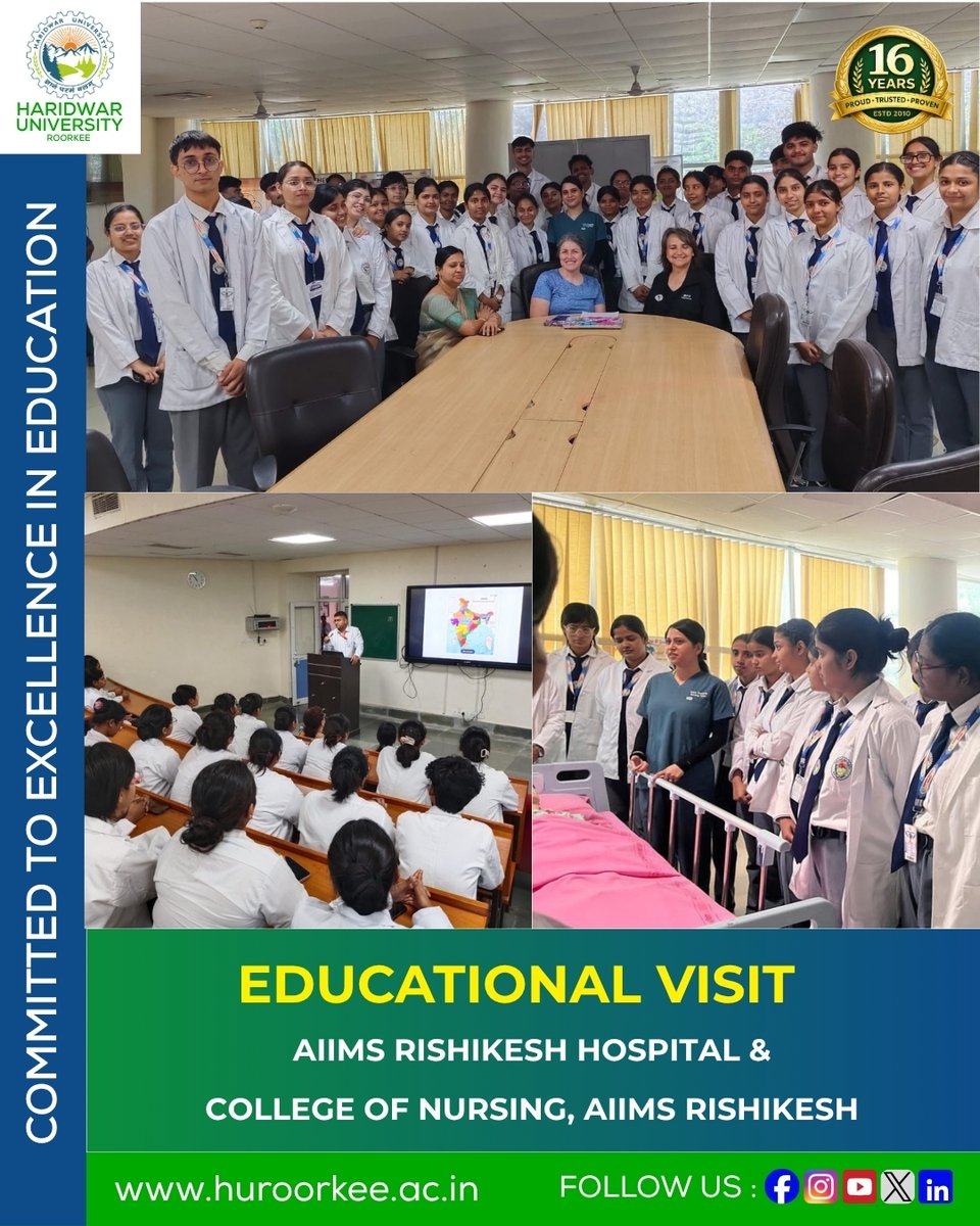 HURoorkee's tweet photo. https://t.co/9j9aV9IGJE. Nursing 1st Year and 2nd Year students had an enriching educational visit to various departments of AIIMS Rishikesh Hospital and College of Nursing, AIIMS Rishikesh.
#AIIMSRishikesh #EducationalVisit #BScNursing #ClinicalLearning #NursingEducation https://t.co/CiCmdyIPJN