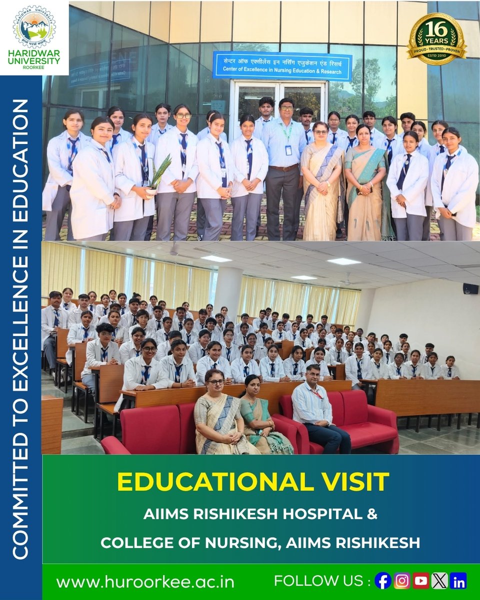 HURoorkee's tweet photo. https://t.co/9j9aV9IGJE. Nursing 1st Year and 2nd Year students had an enriching educational visit to various departments of AIIMS Rishikesh Hospital and College of Nursing, AIIMS Rishikesh.
#AIIMSRishikesh #EducationalVisit #BScNursing #ClinicalLearning #NursingEducation https://t.co/CiCmdyIPJN