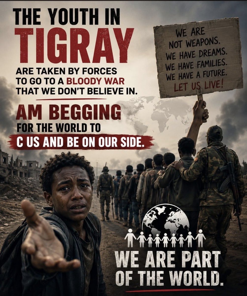 Lwam2324's tweet photo. Children belong in classrooms,not on battlefields.They deserve education,not forced war.A generation that should be building the future is being stolen.The people want peace,freedom, and hope not another war #Tigray
#ProtectChildren
#ChildrenNotSoldiers
#EducationNotWar
@UN @hrw https://t.co/uPU13CVagk