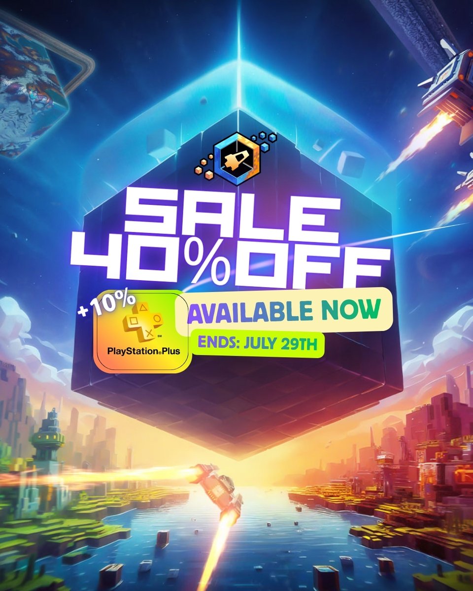 CubicOdyssey's tweet photo. 🚀Up to 50% Off Cubic Odyssey in the PS Store
Cubic Odyssey is part of the PS Store Summer Sale! Get the game for 40% off from July 15th to 29th. PS Plus subscribers receive an additional 10% discount.

Team up with your friends to gather resources, build a base, construct spaceships, conquer the galaxy, and rid it of the Red Darkness once and for all.

👉 Buy with the discount NOW! ✨
https://t.co/isMHUjoDwe

#CubicOdyssey #GameSale #PlayStation