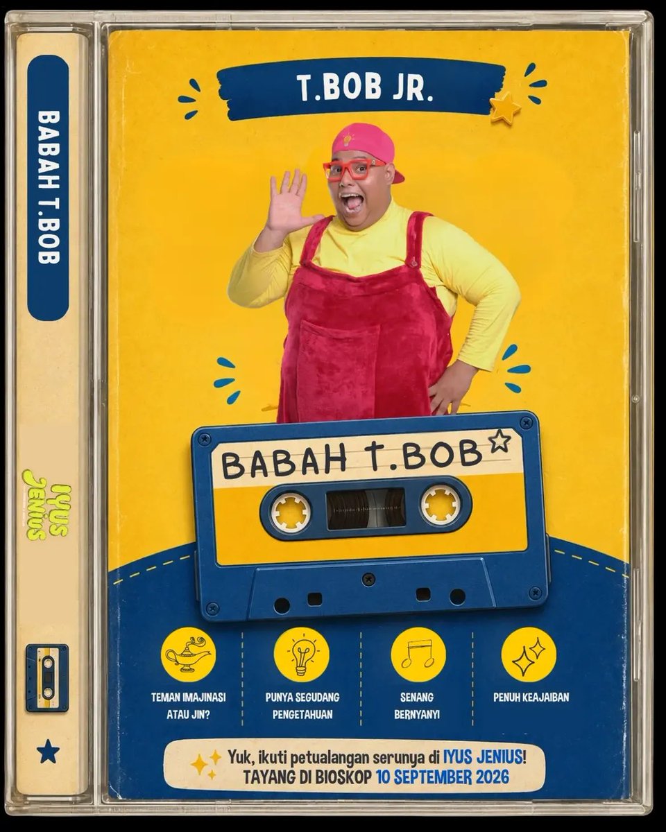 CreatorMediaID's tweet photo. Yuk kenalan sama Babah T.bob! berperan sebagai sahabat Imajinasi Iyus yang muncul tiba-tiba setelah Iyus jatuh dari sepeda. Lewat lagu, Babah T.bob membantu Iyus menemukan keberanian dan semangatnya. IYUS JENIUS 10 September di bioskop! #iyusjenius https://t.co/3vwCUZFHOF
