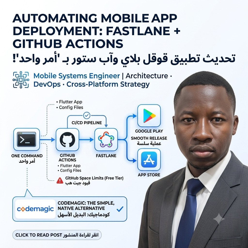 kururu95's tweet photo. بضغطة زر واحدة.. تطبيقك لايف على الستورز! 🚀
تخيل تعمل Deploy لتحديث جديد على Google Play و App Store مع بعض بـ Command واحد بس!
الخلطة السحرية دي هي: GitHub Actions + Fastlane 🛠️
#فلاتر #Flutter #DevOps #CICD #GitHubActions #Fastlane #AppStore #GooglePlay https://t.co/adNxxWrtiJ