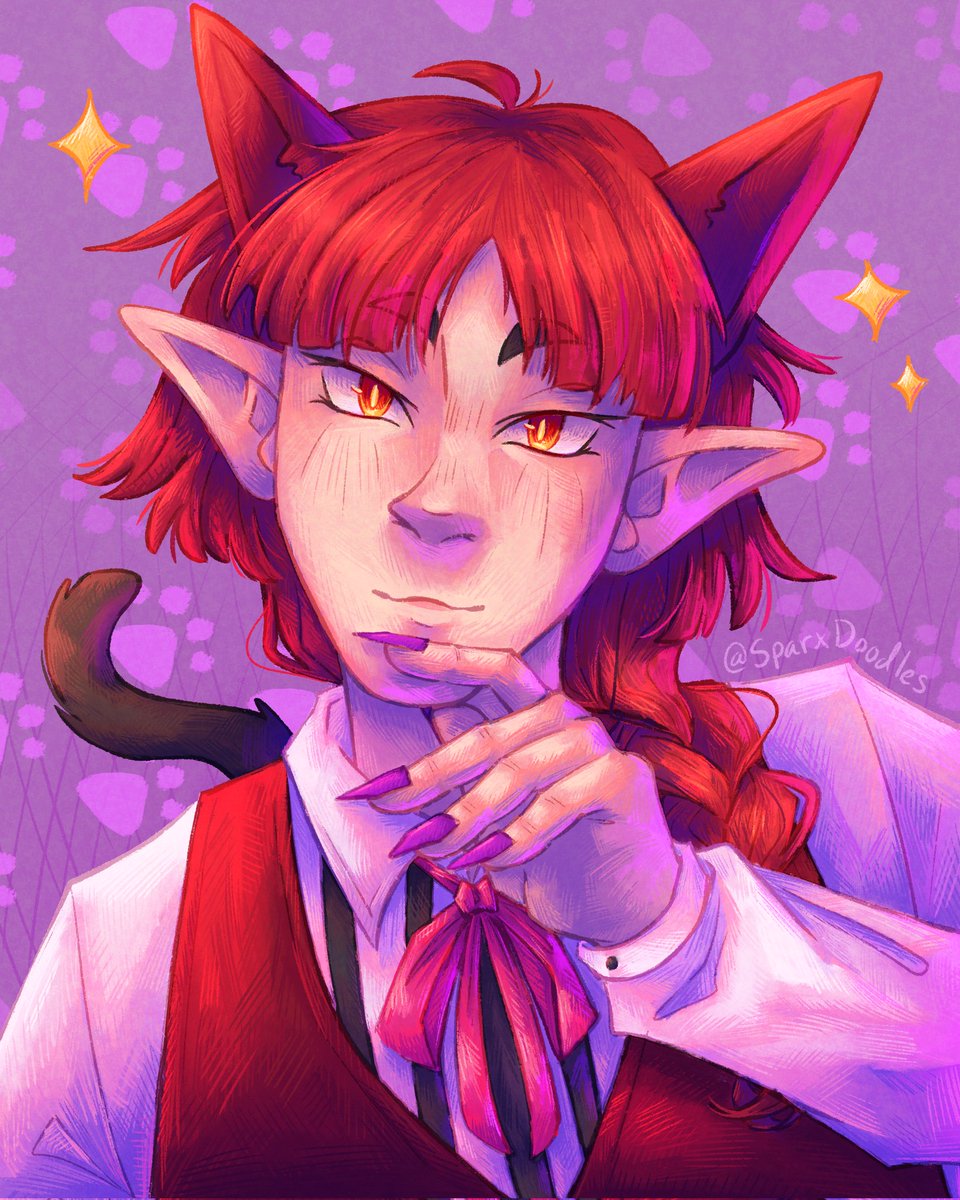 sparxdoodles's tweet photo. Celebrating a belated non-binary day by posting this cat that made me enby #mairuma #魔入間 https://t.co/JlZXmai3xX