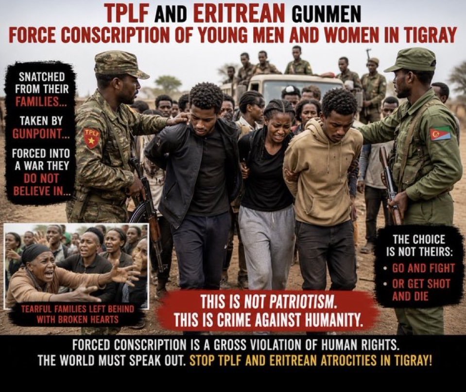 Lwam2324's tweet photo. Children belong in classrooms, not on battlefields.They deserve education,not forced war. A generation that should be building the future is being stolen.The people want peace, freedom, and hope not another war #Tigray
#ProtectChildren
#ChildrenNotSoldiers
#EducationNotWar
@hrw https://t.co/jjYFjiPblK
