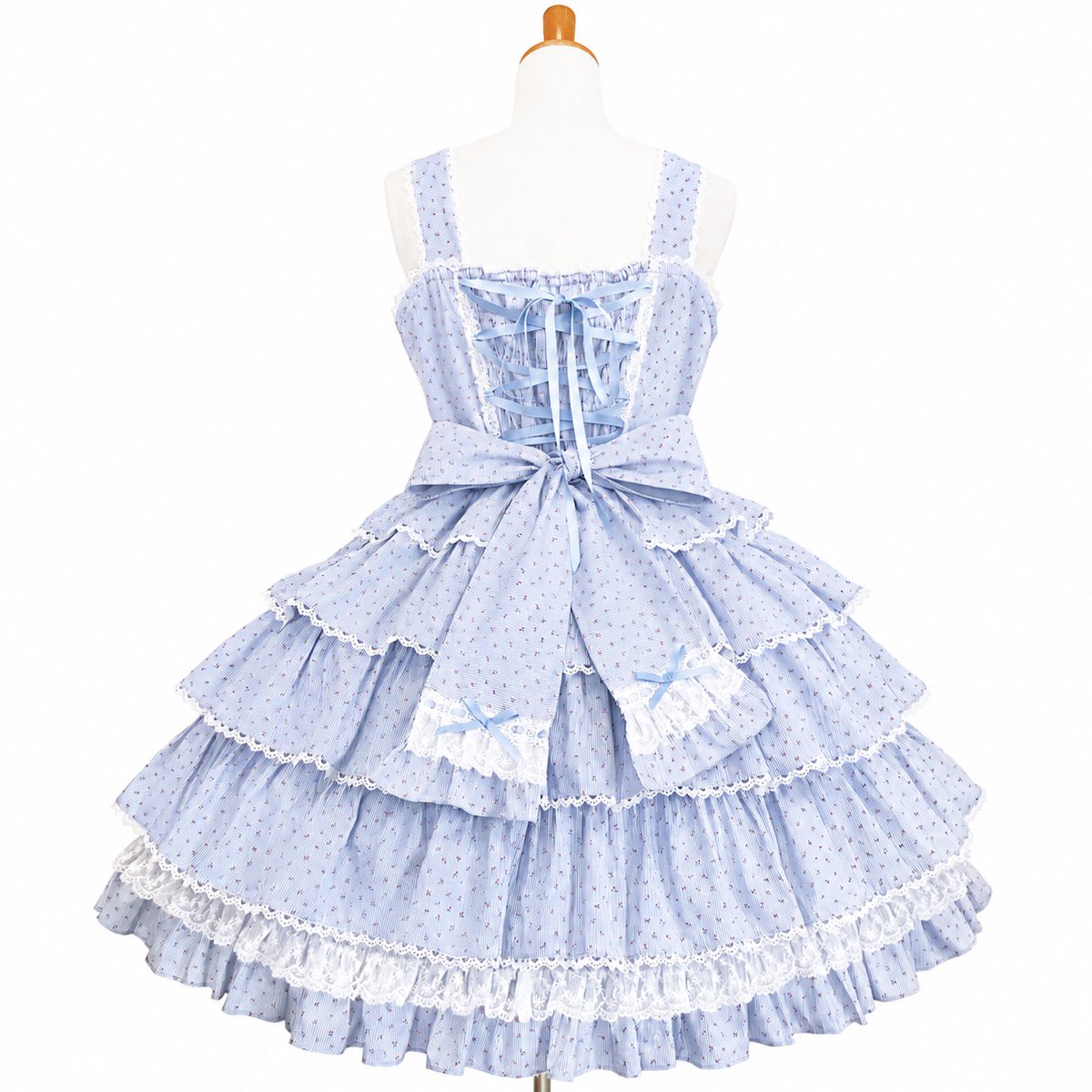 再入荷】 さくらんぼジャンスカなら、 真夏もGOOD! ピンクとサックス