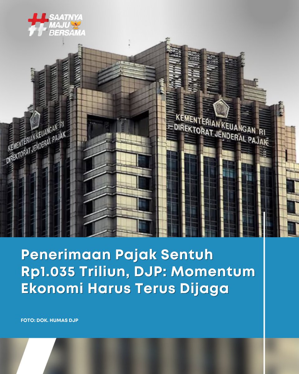 InvestorID's tweet photo. Direktorat Jenderal Pajak (DJP) Kementerian Keuangan (Kemenkeu) menyatakan realisasi penerimaan pajak mencapai Rp1.035,7 triliun pada semester I -2026.
Baca terus https://t.co/dugVKIaua2 dan unduh aplikasi Investor Daily di iOS dan App Store!
#InvestorDaily #DJP #Pajak #APBN https://t.co/UgJl3coz0p
