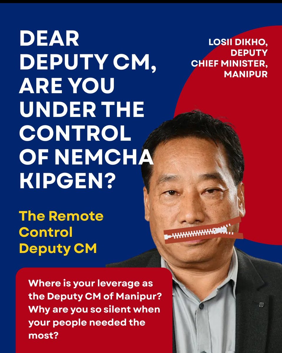 JosephNaga1986's tweet photo. ⚡Nemcha Kipgen is working work from home, yet doing everything in her power to ensure Kuki community get the maximum benefit from her position.

On the other hand, the Naga Deputy CM Losii Dikho is almost the opposite.  Instead, he has become one of the most silent politicians in history. I have never seen him speak up strongly about the violence except for the 6 Naga killed by the Kukis. 

Many MLAs and politicians in the ruling government remain silent, afraid that speaking up might cost them their chair.
This is wrong! 

- From a concern Naga

@LDikho51792