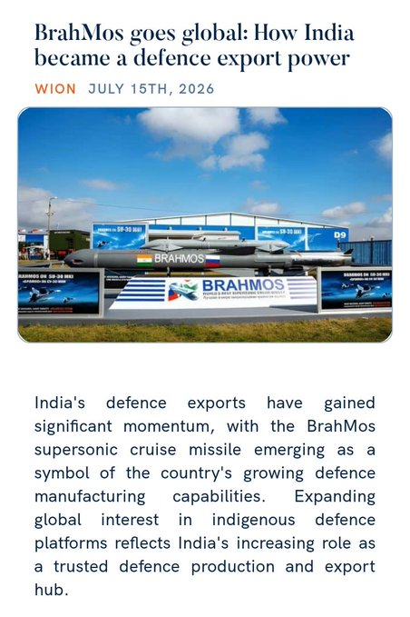 brahmos_india's tweet photo. BrahMos goes global: How India became a defence export power 

https://t.co/18tJKCE0UV 
#AmritStation
#OnlyForASelectFew
#Solar_Fii_stock_in_news https://t.co/Lp8xu0KDjW