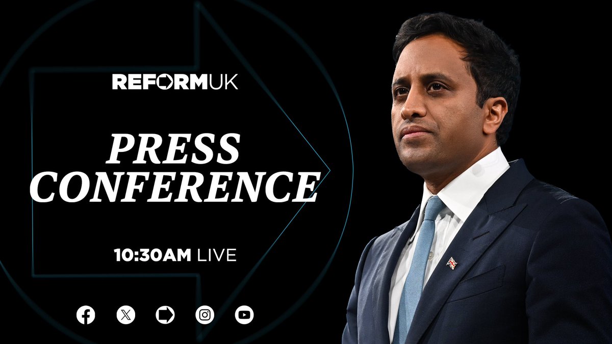 reformparty_uk's tweet photo. 🚨 Join us LIVE at 10:30am as Zia Yusuf addresses the shocking events of the past week. https://t.co/Af7cT2ZDRA