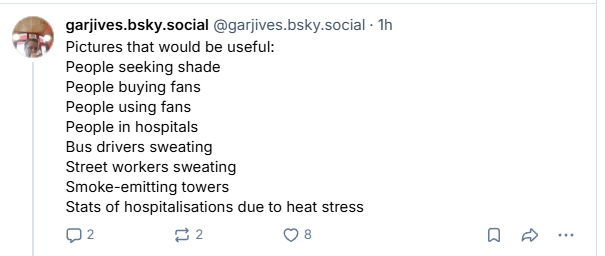 john_mcguirk's tweet photo. Over on Bluesky, where all the moderate sensible people went to flee extremism on X, our man in Sweden is angry at RTE for showing photos of beaches during the hot weather. Correspondents agree, saying that media should show photos of people in hospitals. https://t.co/xxoNO03Hn1