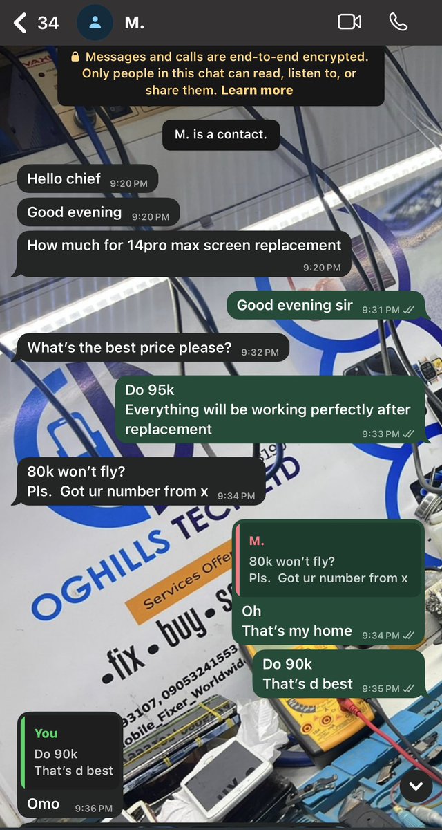 OghillsTechLtd's tweet photo. I got your number from X

That’s how this repair started.

A client found my work on X (Twitter), reached out for an iPhone 14 Pro Max screen replacement, and trusted me with his device.

This video shows the complete journey:

📩 Our first conversation.
📱 The phone before the repair.
✨ The finished result.
💬 His honest review after the repair.

Thank you to everyone who continues to trust and recommend OGHILLS TECHNOLOGY. 

Every referral means a lot.

If your iPhone needs a screen replacement or any other repair, send me a message. I’d be happy to help.

📍 Ikeja, Lagos
📞 08037993107
💬 https://t.co/E2Mpai3i1V

Watch till the end to see the transformation and the customer’s feedback. 🔥