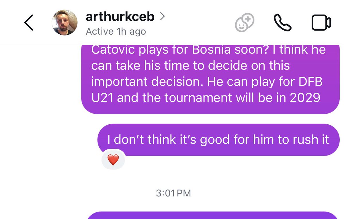 BossBegShame's tweet photo. @Hajd2024 @Bosniac0 @AdisHasich @DFBNachwuchs Arthur Kceb , his agent at AKA Global, also agreed that They wouldn’t rush Catovic to make a decision anytime soon, and he’s qualified to play U21 with DFB until 2029 anyway. Then he will make a permanent decision. But not anytime soon https://t.co/PtH0qISUZx